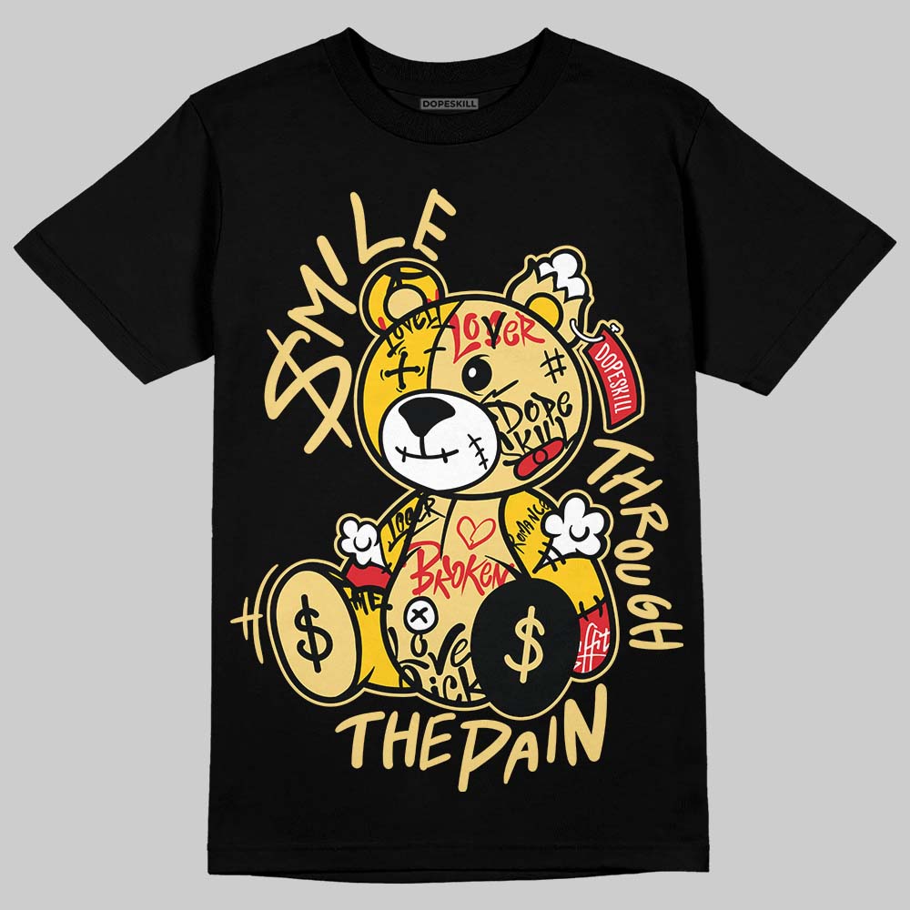 Quai 54 x Air Jordan 1 Retro Low OG Tour Yellow Black DopeSkill T-Shirt Smile Through The Pain Graphic Streetwear - black
