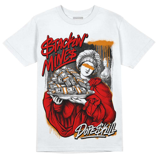 Jordan 4 Retro Red Cement DopeSkill T-Shirt Stackin Mines Graphic Streetwear - White