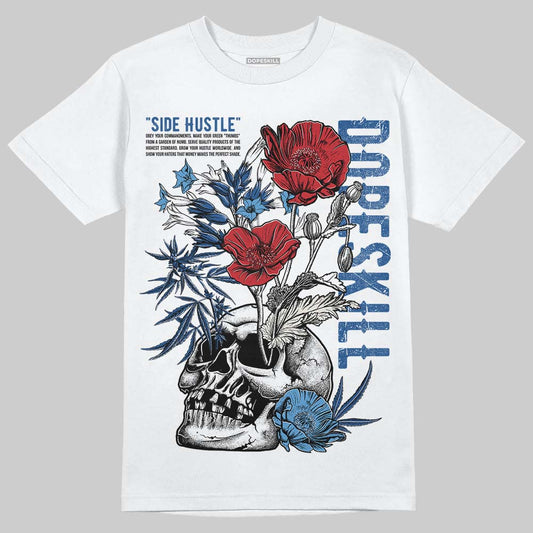 Jordan 1 Low OG “Storm Blue” DopeSkill T-Shirt Side Hustle Graphic Streetwear - White
