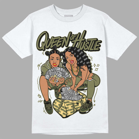 Jordan 4 Retro SE Craft Medium Olive DopeSkill T-Shirt Queen Of Hustle Graphic Streetwear - White