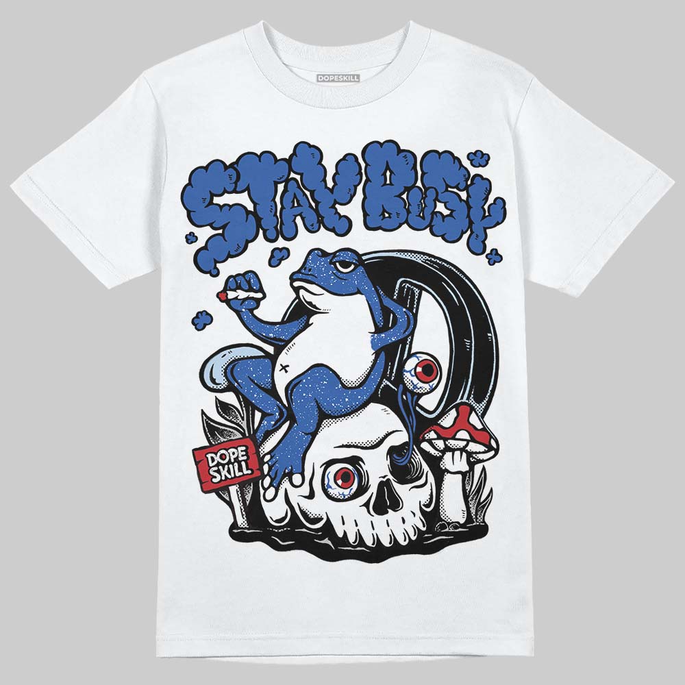 Awake NY x Jordan 5 Retro 'Black Racer Blue' DopeSkill T-Shirt Stay Busy Graphic Streetwear - White
