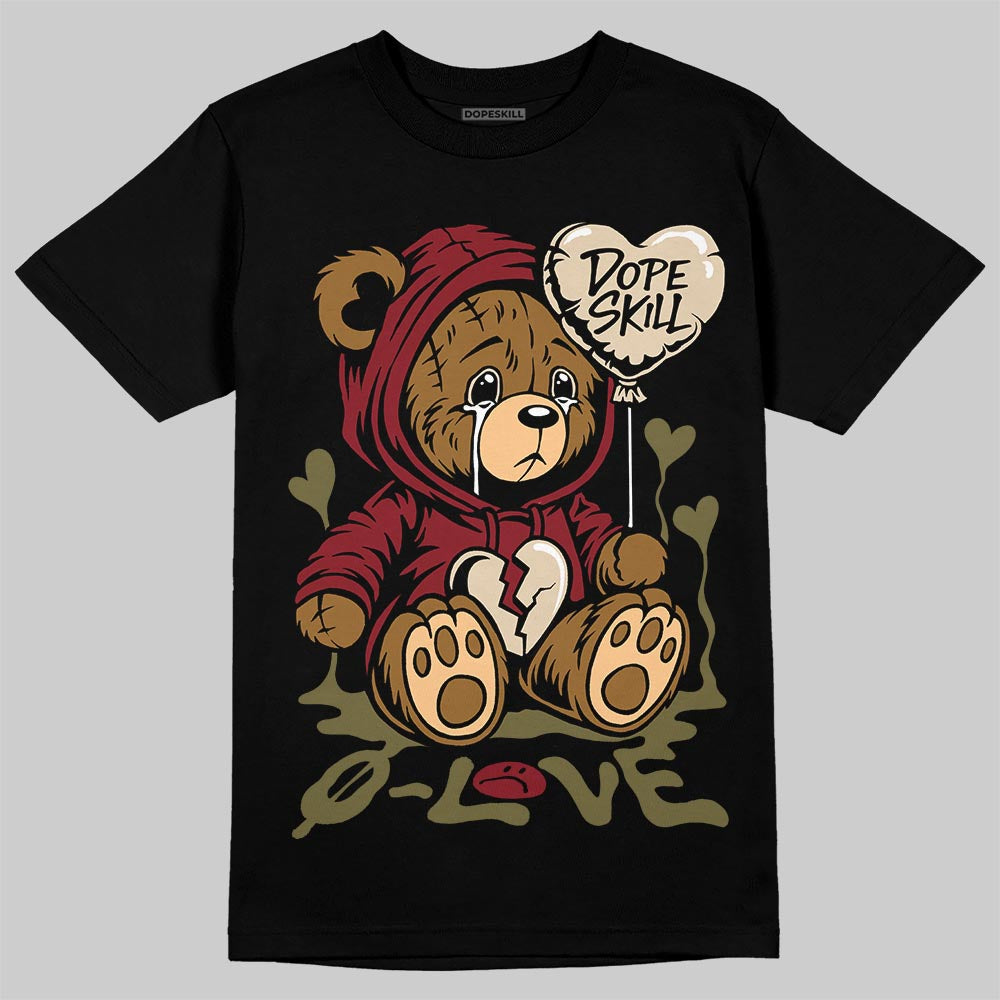SB Dunk Low “Dark Team Red/Olive Flak” DopeSkill T-Shirt Broken Bear Graphic Streetwear - Black
