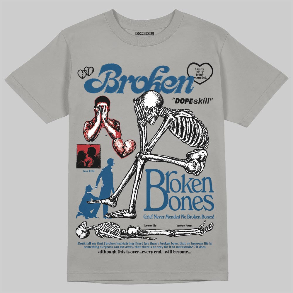 Jordan 12 Retro French Blue (2025) DopeSkill T-Shirt Broken Bones Graphic Streetwear - Gravel