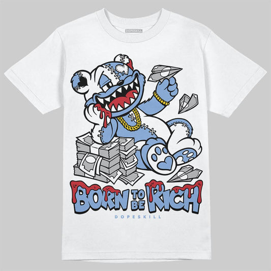 Jordan 4 WMNS 'Forget Me Not' DopeSkill T-Shirt Born To Be Rich Graphic Streetwear - White