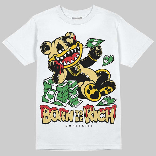 Quai 54 x Air Jordan 1 Retro Low OG Tour Yellow Black DopeSkill T-Shirt Born To Be Rich Graphic Streetwear - White