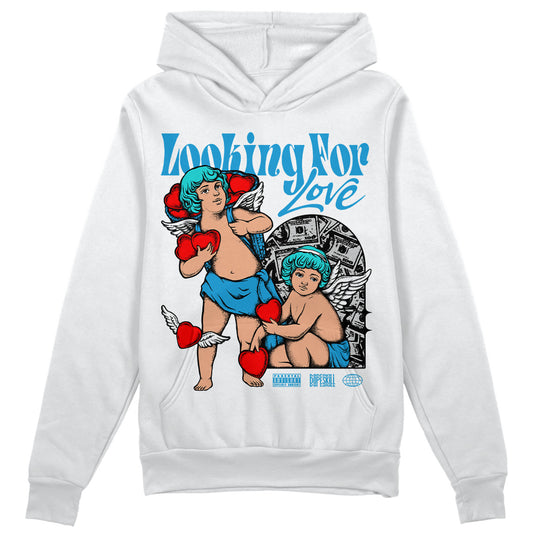 Jordan 4 Retro Military Blue DopeSkill Hoodie Sweatshirt Looking For Love Graphic Streetwear - White