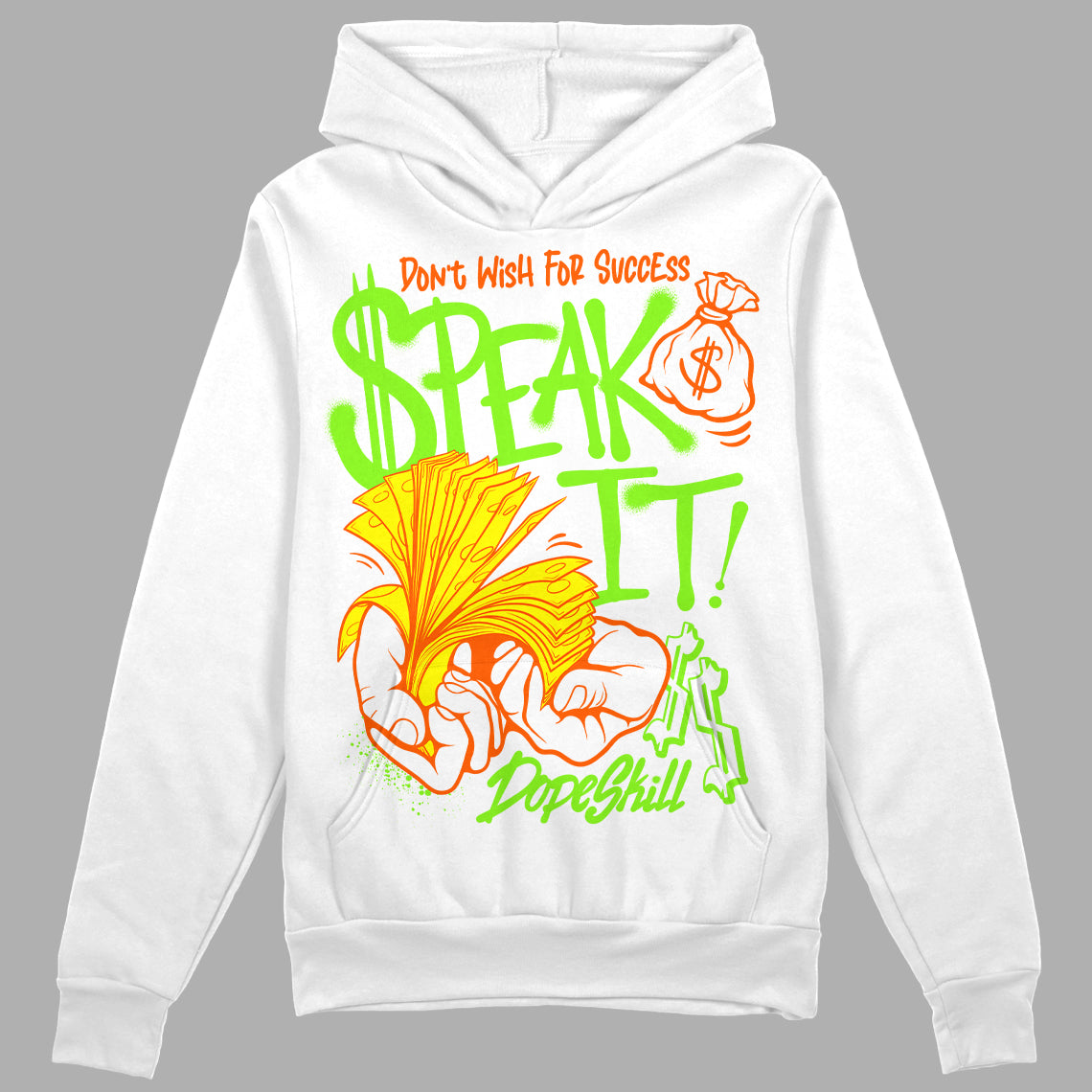 Neon Green Sneakers DopeSkill Hoodie Sweatshirt Speak It Graphic Streetwear - White