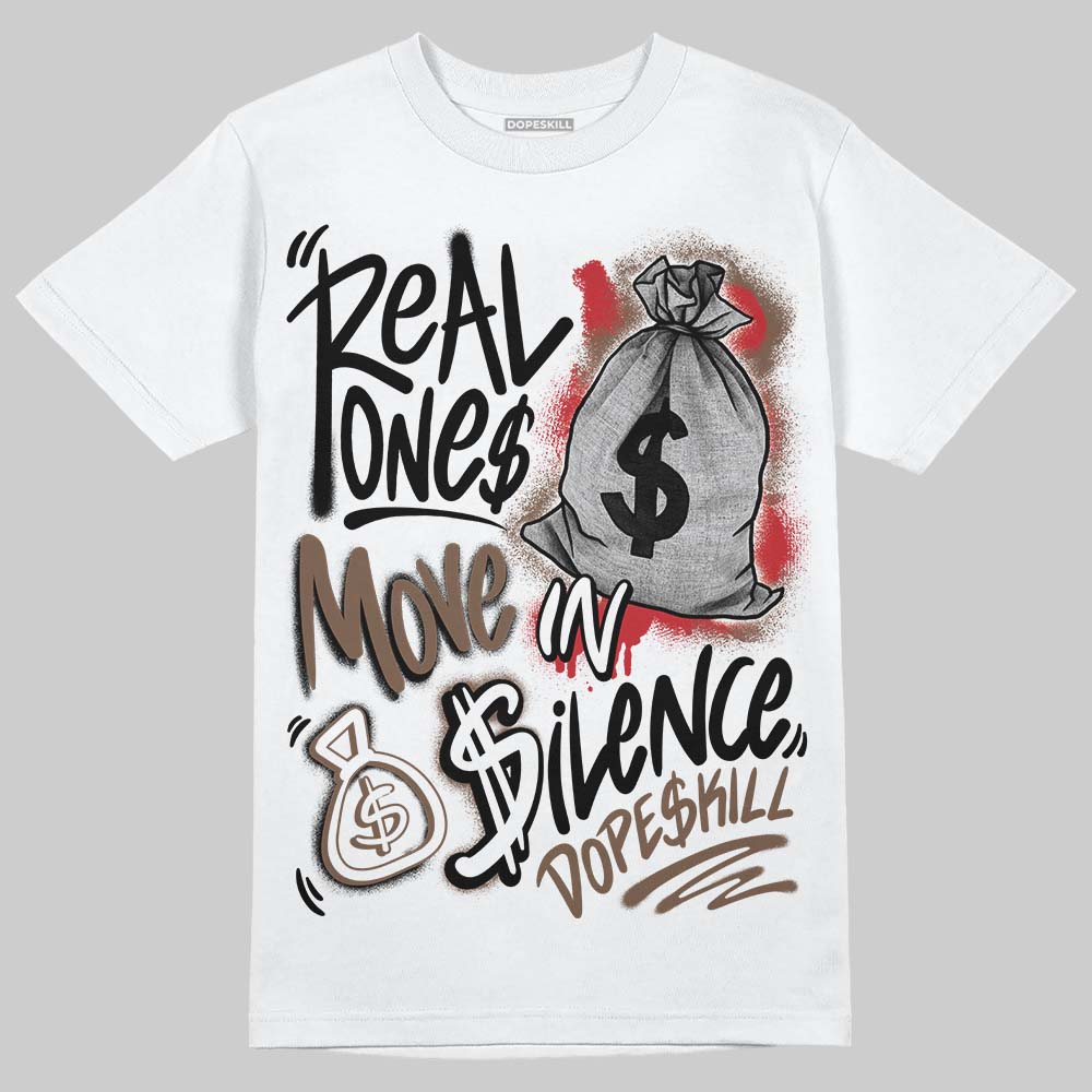 Jordan 9 'Olive' DopeSkill T-Shirt Real Ones Move In Silence Graphic Streetwear - White