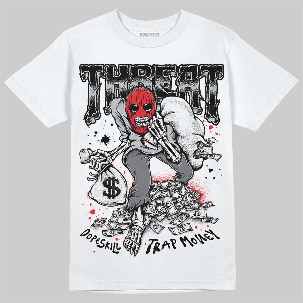 Jordan 12 Black Wolf Grey DopeSkill T-Shirt Threat Graphic Streetwear - White