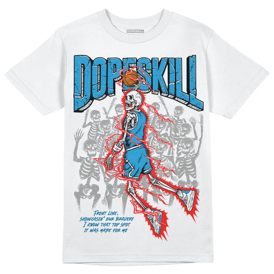 Jordan 4 Retro Military Blue DopeSkill T-Shirt Thunder Dunk Graphic Streetwear - White