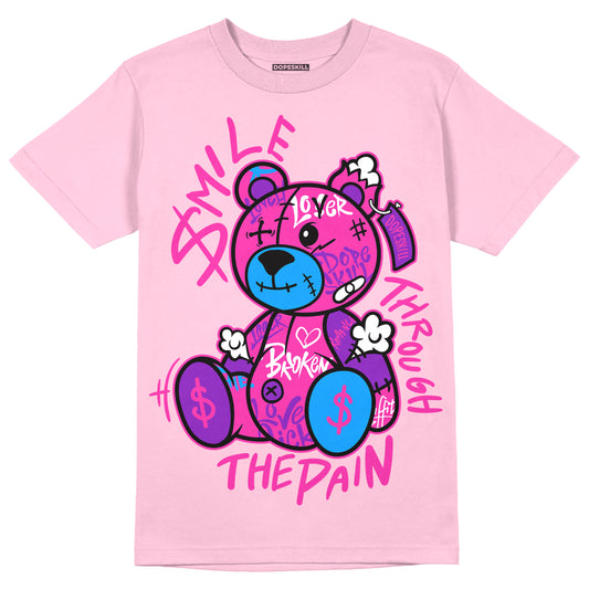 Pink Sneakers DopeSkill Pink T-shirt Smile Through The Pain Graphic Streetwear
