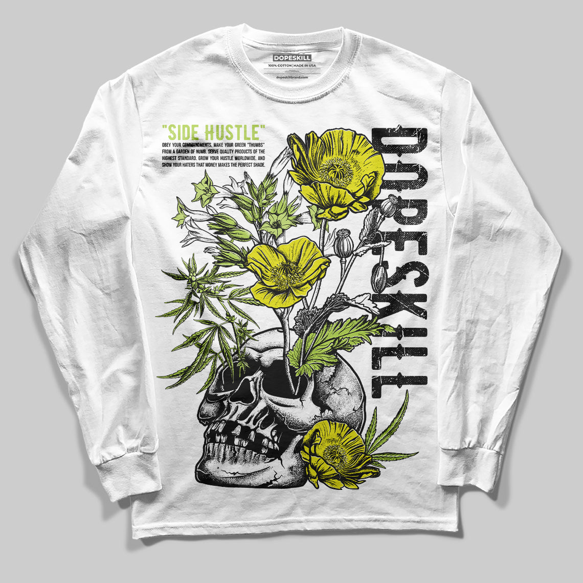 Jordan 13 Retro Bright Cactus DopeSkill Long Sleeve T-Shirt Side Hustle Graphic Streetwear - White