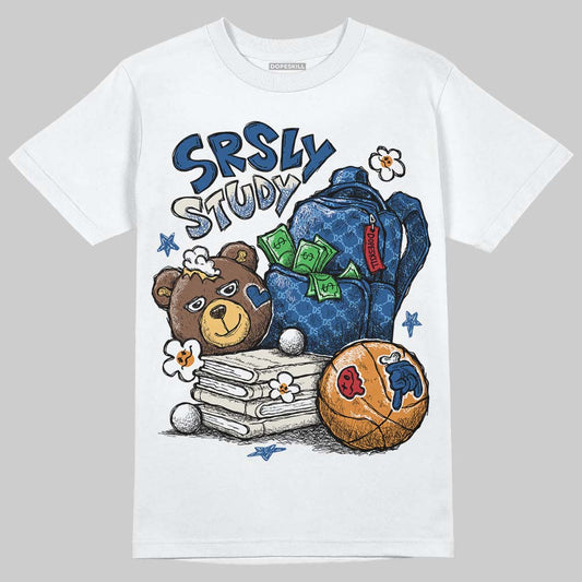 Jordan 1 Low OG “Storm Blue” DopeSkill T-Shirt SRSLY Study Graphic Streetwear - White