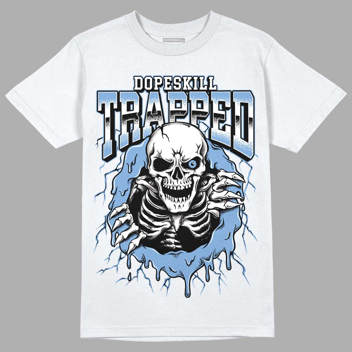 Jordan 5 Retro University Blue DopeSkill T-Shirt Trapped Halloween Graphic Streetwear - White