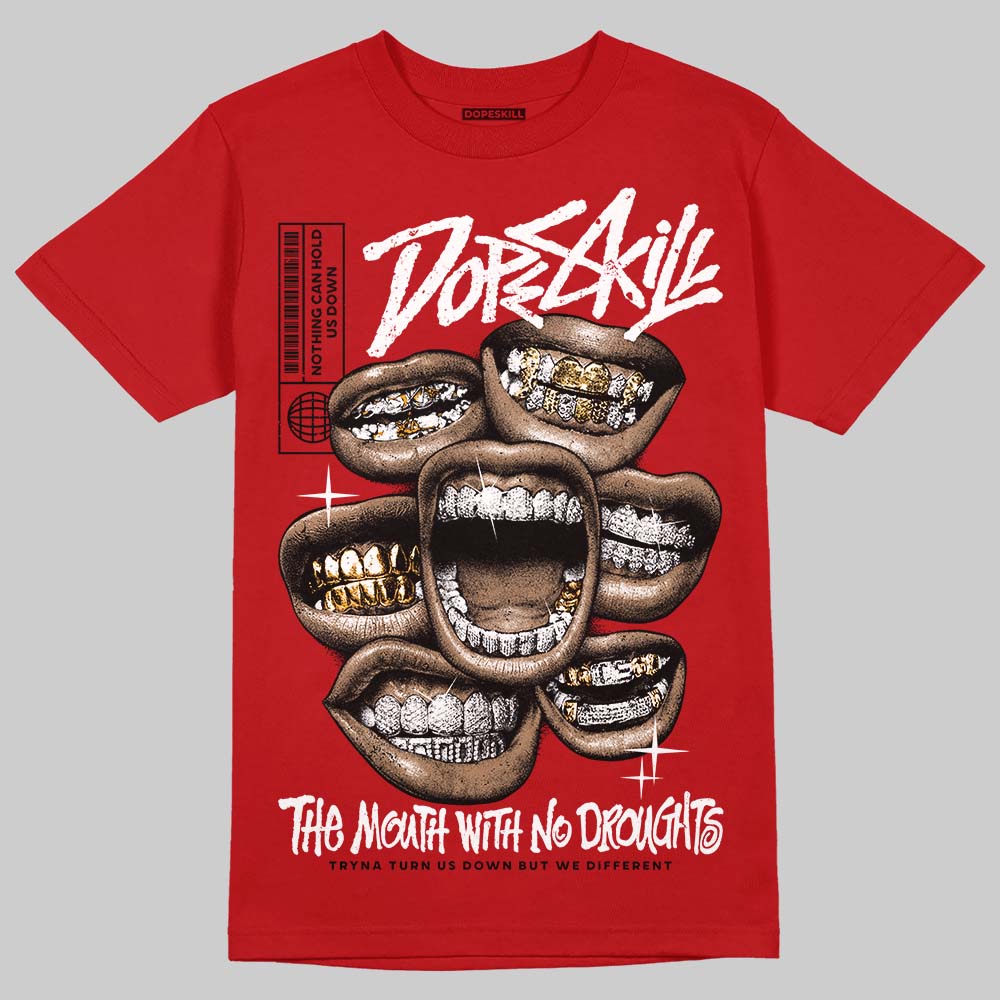 Jordan 5 Retro Fire Red Black Tongue (2025) DopeSkill T-Shirt The Mouth With No Droughts Graphic Streetwear - Red