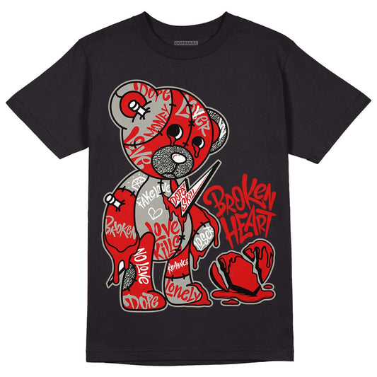 Jordan 3 Retro Fire Red DopeSkill T-Shirt Broken Heart Graphic Streetwear - Black