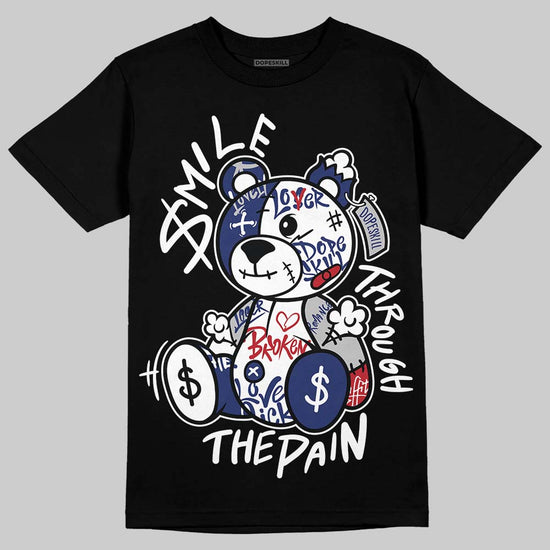 Jordan 1 High OG Rare Air "Deep Royal Blue" DopeSkill T-Shirt Smile Through The Pain Graphic Streetwear - Black