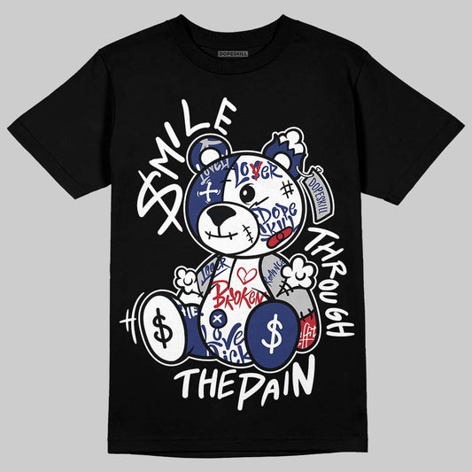 Jordan 1 High OG Rare Air "Deep Royal Blue" DopeSkill T-Shirt Smile Through The Pain Graphic Streetwear - Black