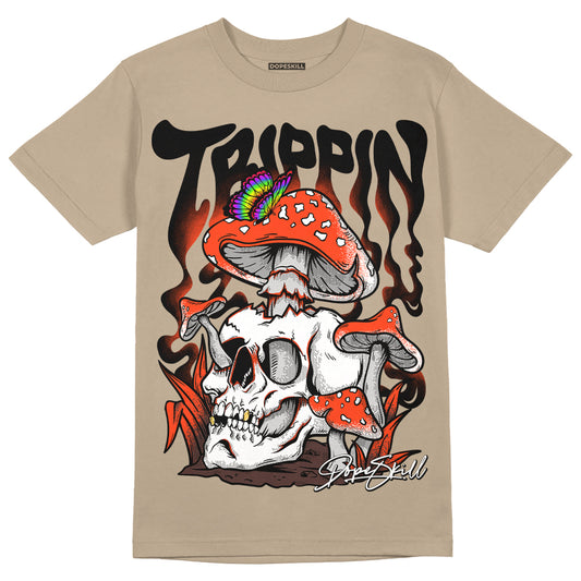 Jordan 1 High OG “Latte” DopeSkill Medium Brown T-Shirt Trippin Graphic Streetwear 