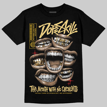 Quai 54 x Air Jordan 1 Retro Low OG Tour Yellow Black DopeSkill T-Shirt The Mouth With No Droughts Graphic Streetwear - Black