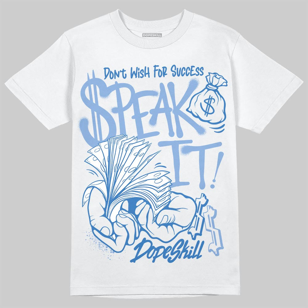Jordan 4 WMNS 'Forget Me Not' DopeSkill T-Shirt Speak It Graphic Streetwear - White