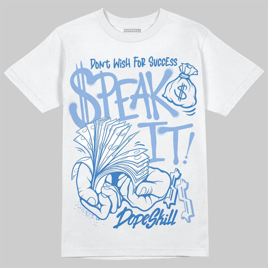 Jordan 4 WMNS 'Forget Me Not' DopeSkill T-Shirt Speak It Graphic Streetwear - White