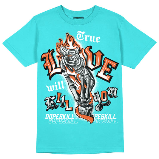 Dunk Low “Miami Dolphins” DopeSkill Tahiti Blue T-shirt True Love Will Kill You Graphic Streetwear