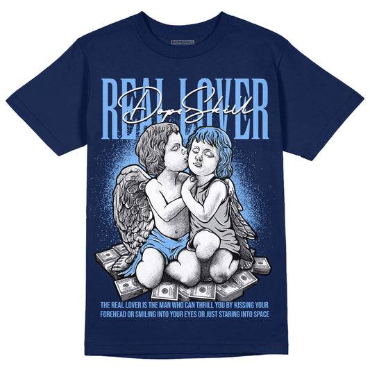 Jordan 5 Midnight Navy DopeSkill Navy T-Shirt Real Lover Graphic Streetwear