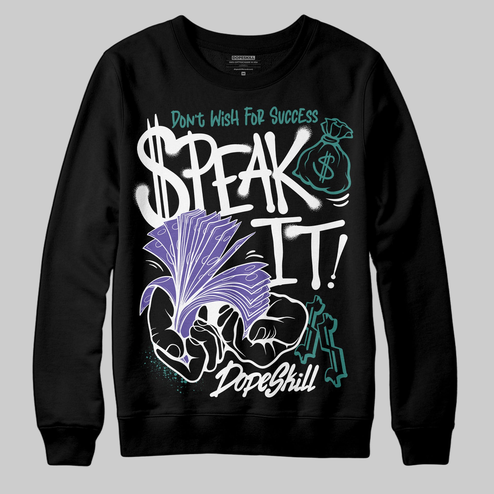 Jordan 5 OG “Grape” DopeSkill Sweatshirt Speak It Graphic Streetwear - Black