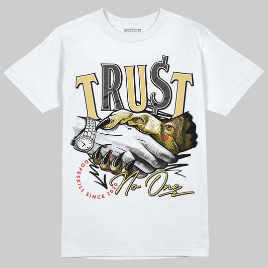 Quai 54 x Air Jordan 1 Retro Low OG Tour Yellow Black DopeSkill T-Shirt Trust No One Graphic Streetwear - White
