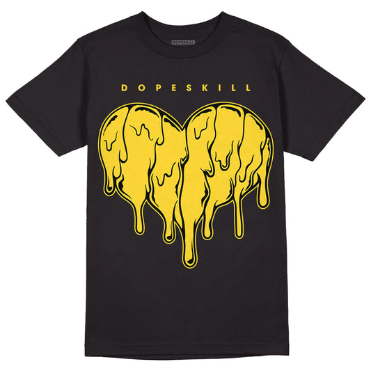 Jordan 4 Tour Yellow Thunder DopeSkill T-Shirt Slime Drip Heart Graphic Streetwear - Black
