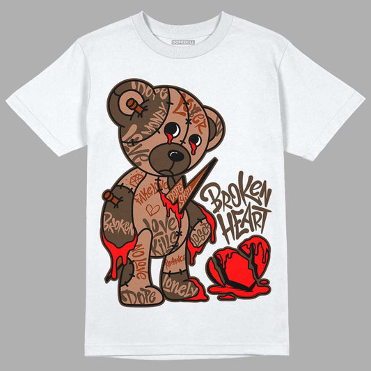 Jordan 1 Mid Dark Chocolate DopeSkill T-Shirt Broken Heart Graphic Streetwear - White