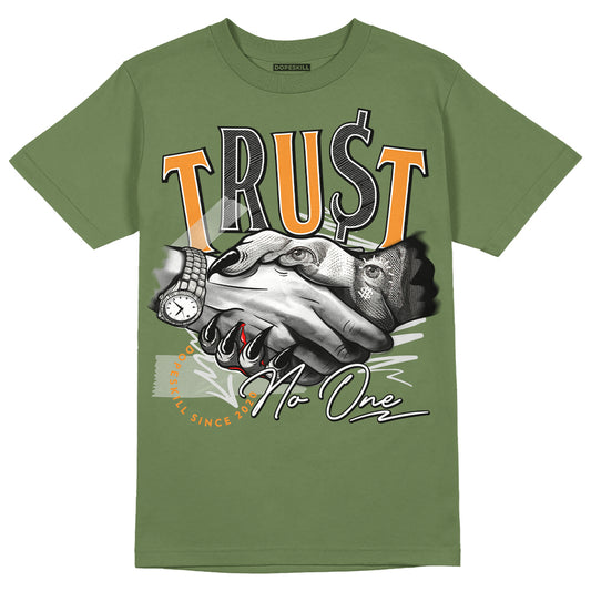 Jordan 5 "Olive" DopeSkill Olive T-shirt Trust No One Graphic Streetwear