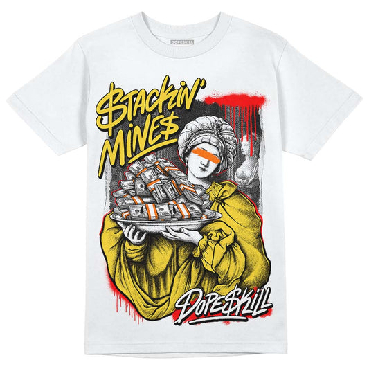 Jordan 4 Thunder DopeSkill T-Shirt Stackin Mines Graphic Streetwear - White