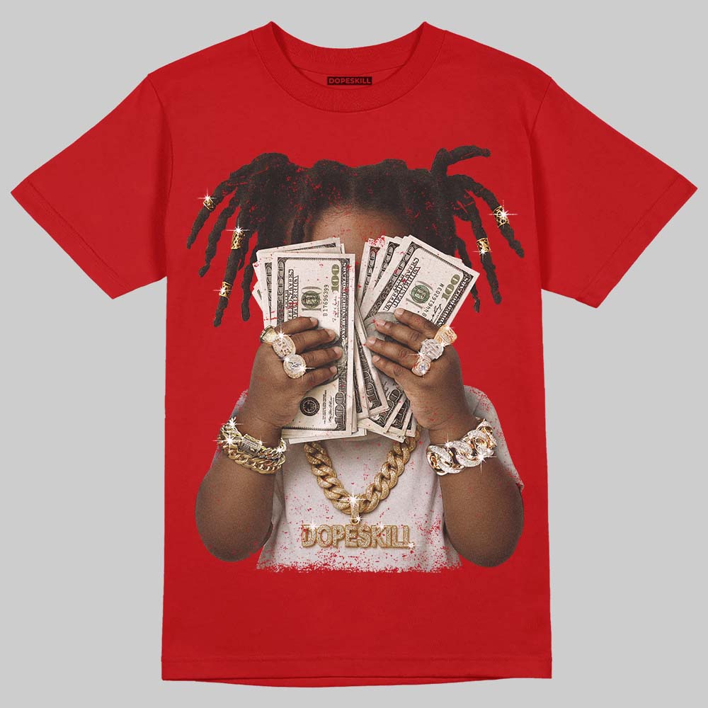 Jordan 5 Retro Fire Red Black Tongue (2025) DopeSkill T-Shirt Rich Youth Graphic Streetwear - Red