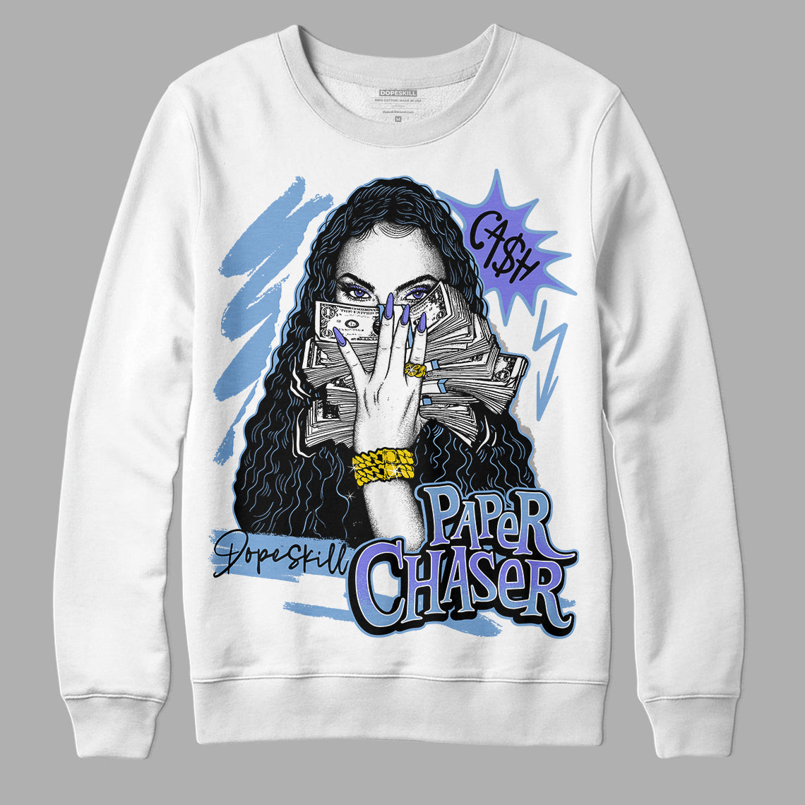 University Blue Sneakers DopeSkill Sweatshirt NPC Graphic Streetwear - White