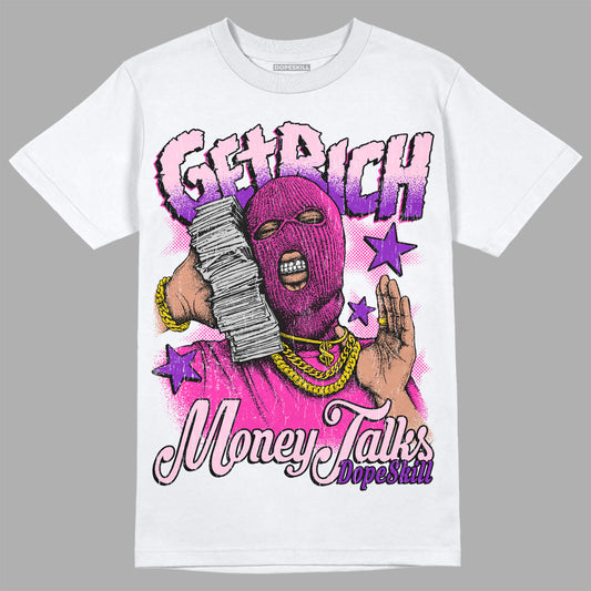 Pink Sneakers DopeSkill T-Shirt Get Rich Graphic Streetwear - White 