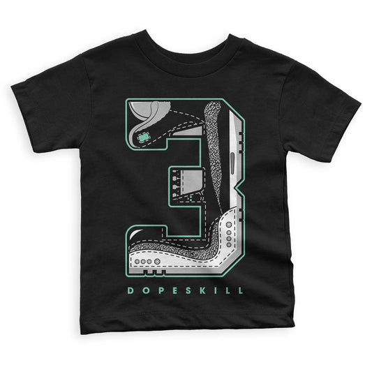 Jordan 3 "Green Glow" DopeSkill Toddler Kids T-shirt No.3 Graphic Streetwear - Black