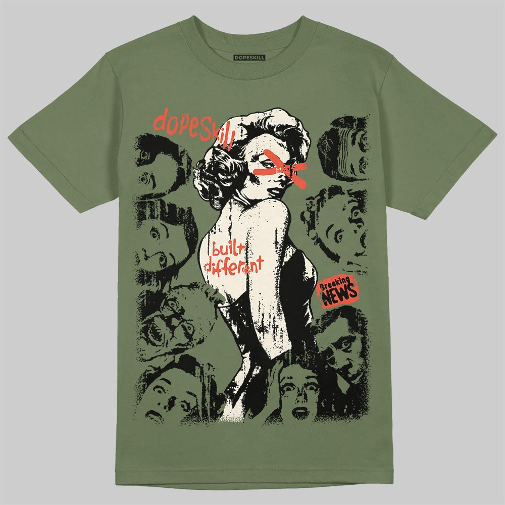 Jordan 3 “Medium Olive” aka “Family Affair” DopeSkill T-Shirt Built Different Graphic Streetwear - Military Green