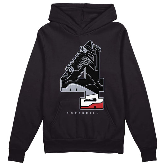 Jordan 4 “Bred Reimagined” DopeSkill Hoodie Sweatshirt No.4 Graphic Streetwear - Black