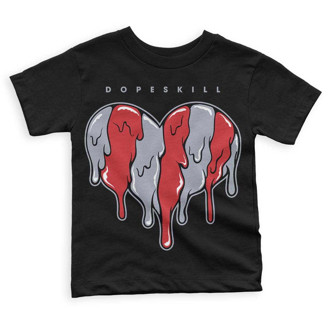 Jordan 4 “Bred Reimagined” DopeSkill Toddler Kids T-shirt Slime Drip Heart Graphic Streetwear - Black