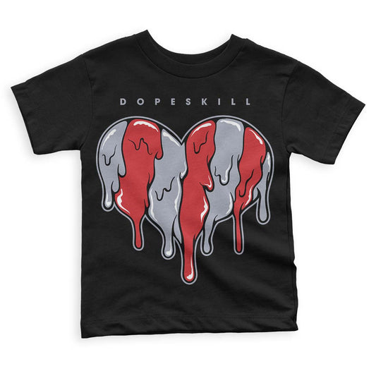 Jordan 4 “Bred Reimagined” DopeSkill Toddler Kids T-shirt Slime Drip Heart Graphic Streetwear - Black