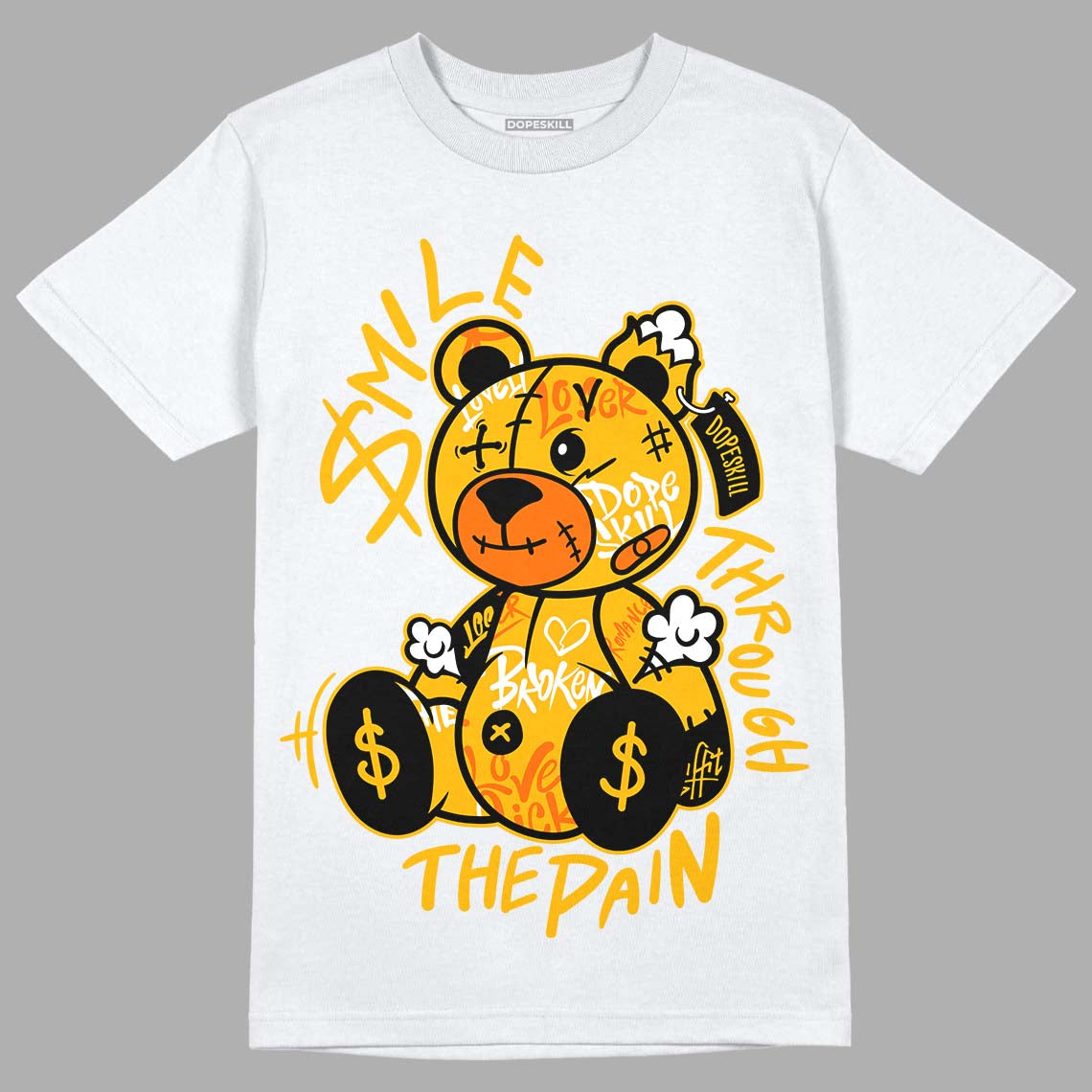Jordan 13 Del Sol DopeSkill T-shirt Smile Through The Pain Graphic Streetwear - White