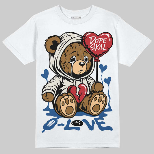 Jordan 1 Low OG “Storm Blue” DopeSkill T-Shirt Broken Bear Graphic Streetwear - White