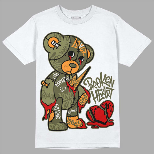 Jordan 5 "Olive" DopeSkill T-Shirt Broken Heart Graphic Streetwear - White