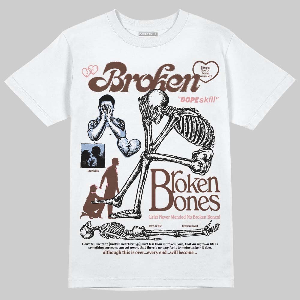 Harris Tweed x Dunk Low Denim Turquoise and Baroque Brown DopeSkill T-Shirt Broken Bones Graphic Streetwear - White