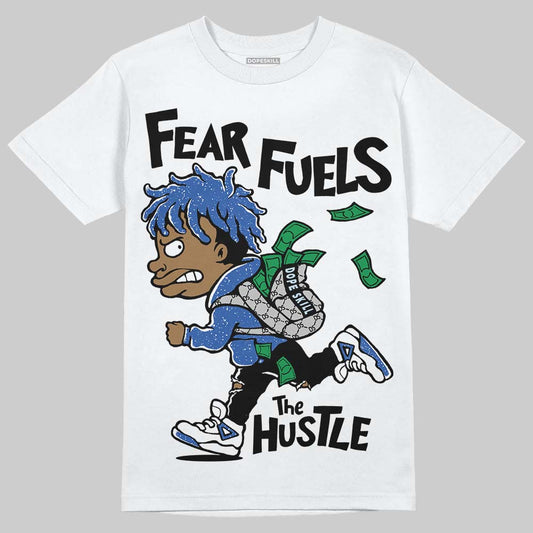 Awake NY x Jordan 5 Retro 'Black Racer Blue' DopeSkill T-Shirt Fear Fuels The Hustle Graphic Streetwear - White