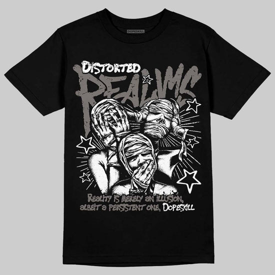 Jordan 4 Retro Cave Stone DopeSkill T-Shirt Distorted Realms Graphic Streetwear - Black