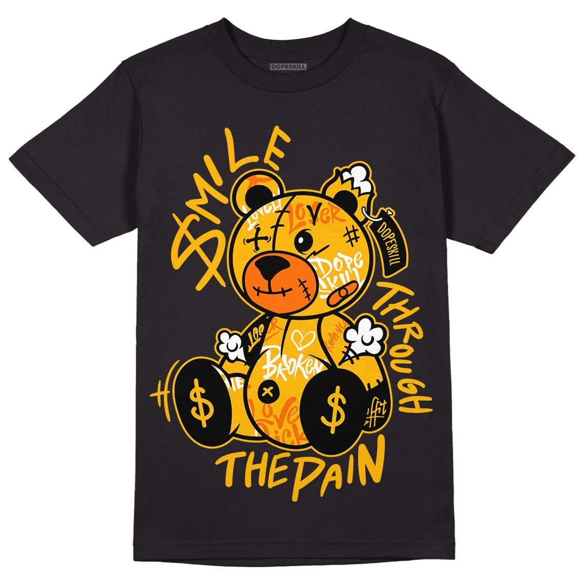 Jordan 13 Del Sol DopeSkill T-shirt Smile Through The Pain Graphic Streetwear - Black
