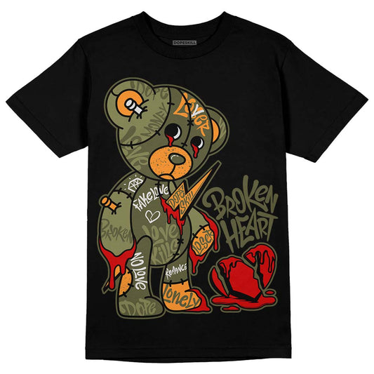 Jordan 5 "Olive" DopeSkill T-Shirt Broken Heart Graphic Streetwear - Black